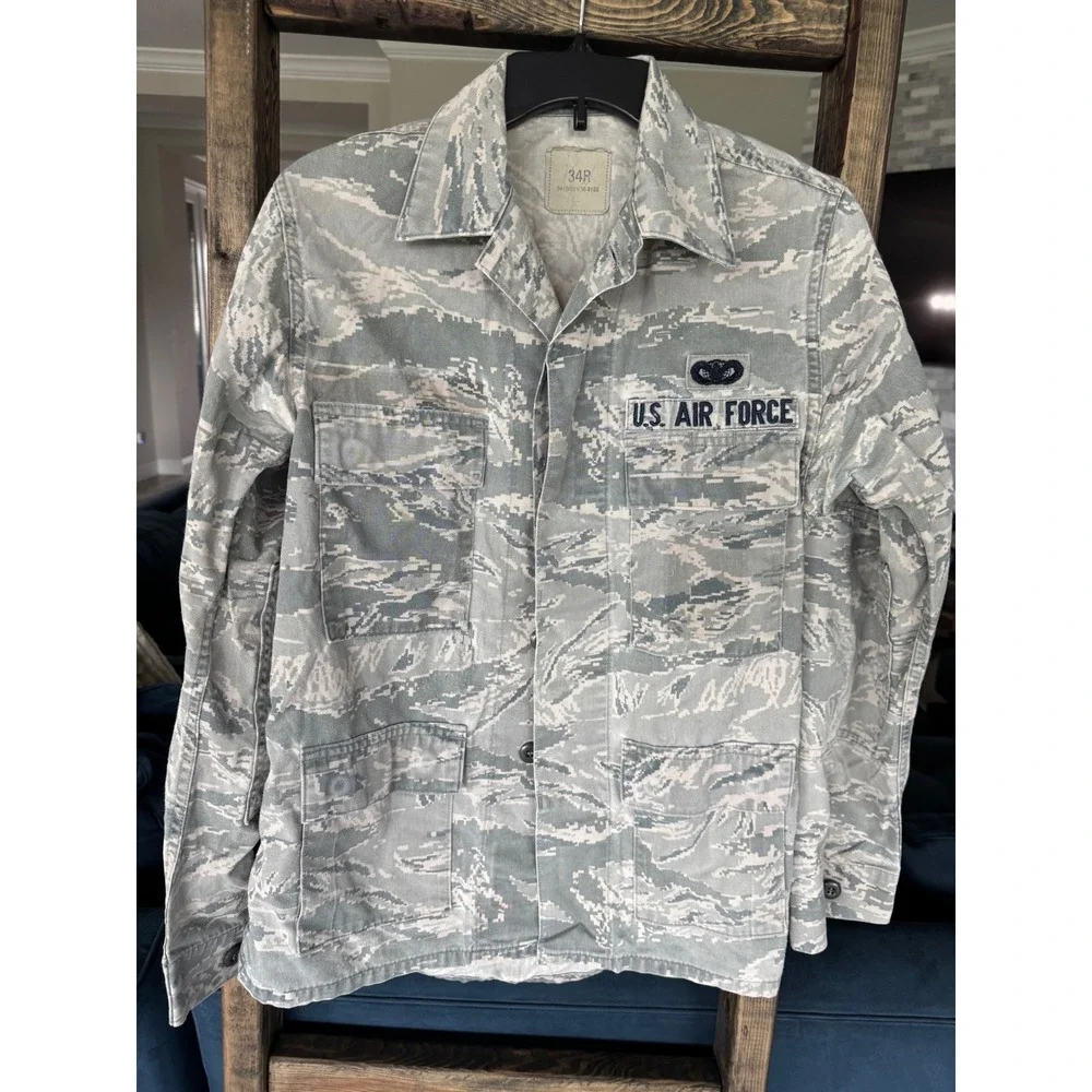 US Air Force ABU Digital Tiger Stripe Camo Field Jacket Mens 34R DSCP Military